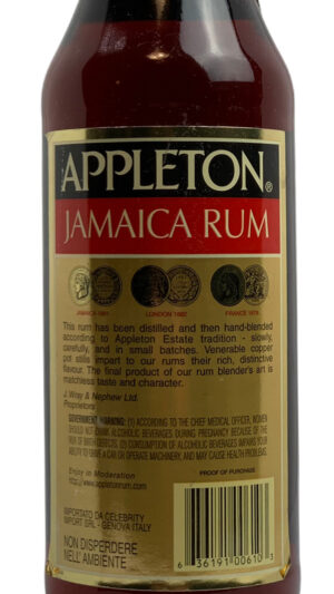 Appleton Dark Jamaica Rum Old Bottle 70 cl - back label